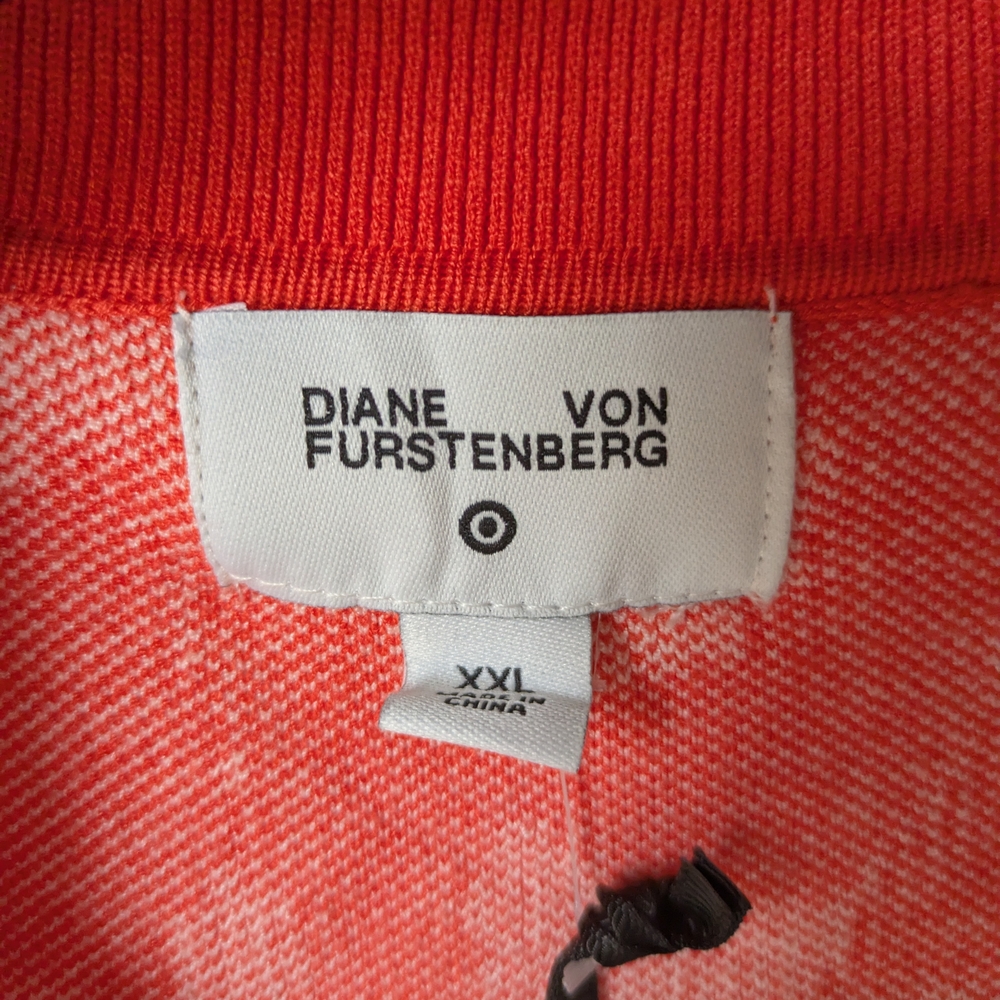 NWT Diane Von Furstenberg Women's Orange and White Floral Knit Wrap Dress - Picture 4 of 9